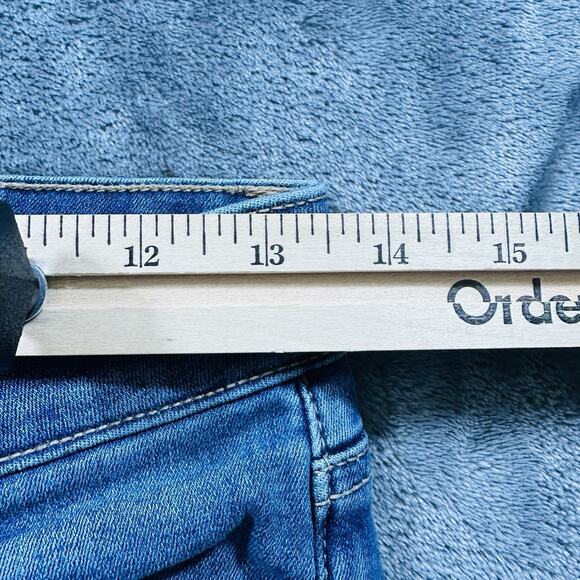 American Eagle Jegging Jeans Womens Sz.4 Short Blue Stretch‎ Mid-Rise Raw Hem - Picture 10 of 13